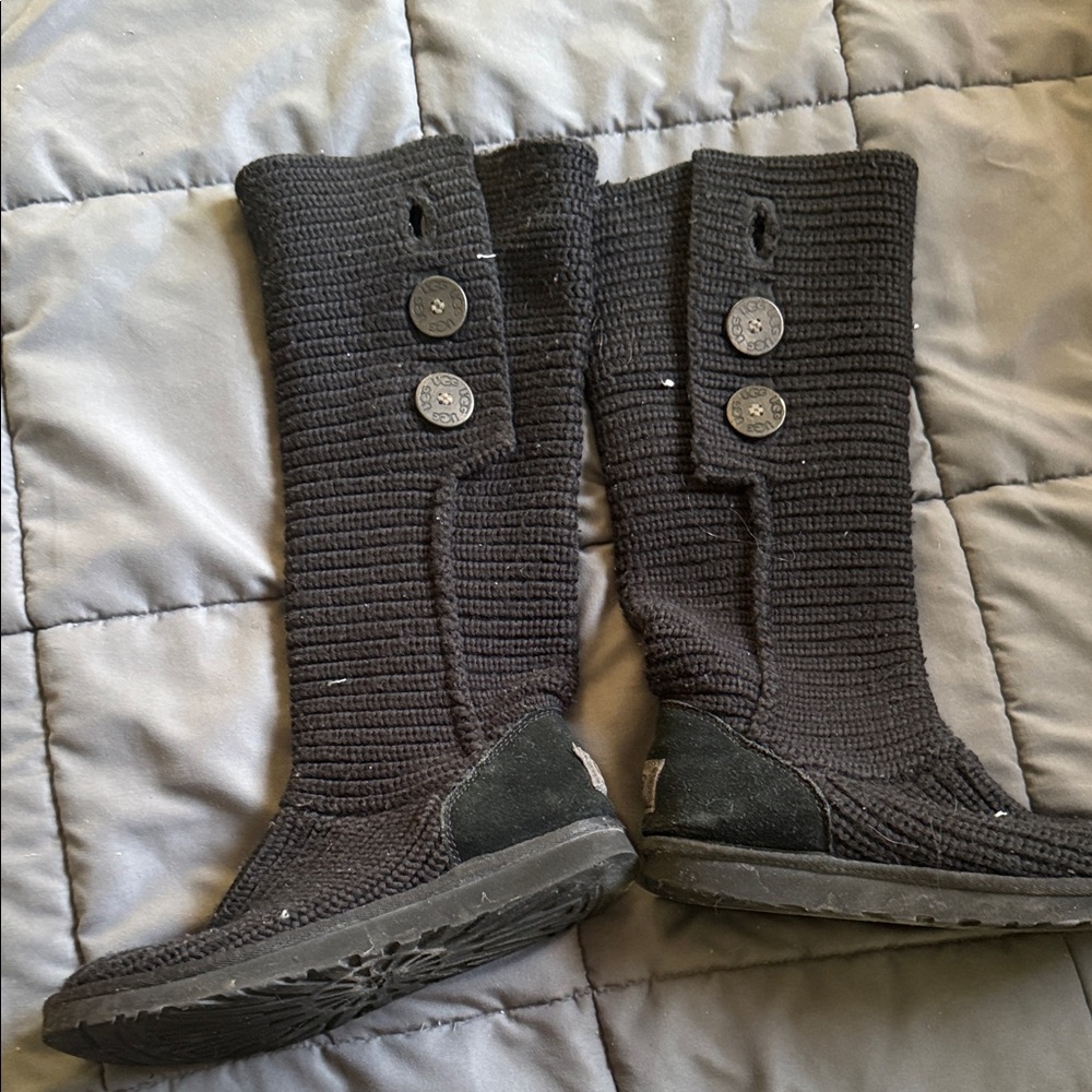 UGG Women's Dark Gray Knit Button Boots